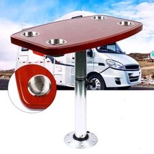 Elm Table Top Adjustable Table Pedestal Stand For RV Marine Boat +4 Cup Holders