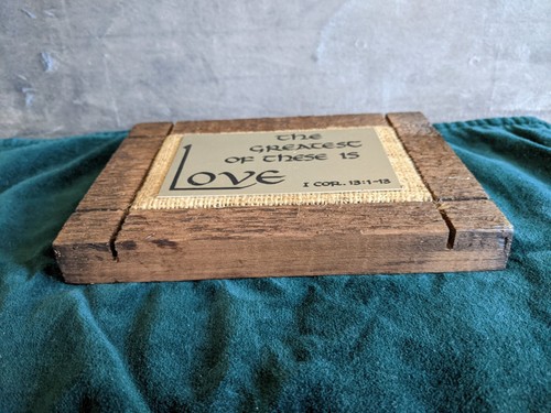 NEW Inspirational Rustic Plaque/Shelf Sitter 1 Cor 13:1-13 Love - Picture 7 of 8