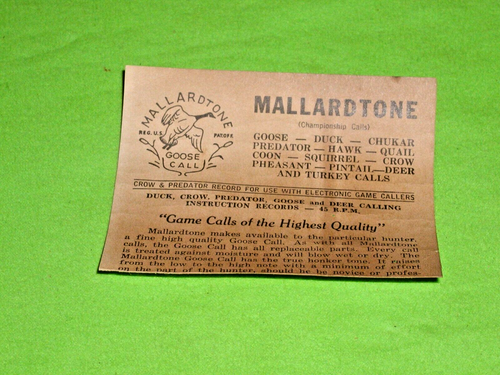 VINTAGE NIB OEM MALLARDTONE MOLINE, IL., GOOSE CALL W/INSTRUCTIONS - Picture 2 of 4
