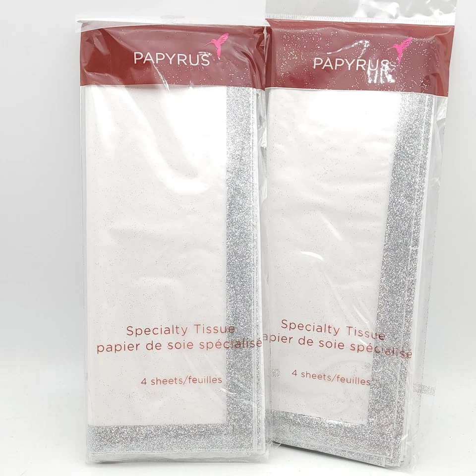 PAPYRUS Tissue Paper White with Silver Glitter Lining 8 Sheets - Image 3 of 4
