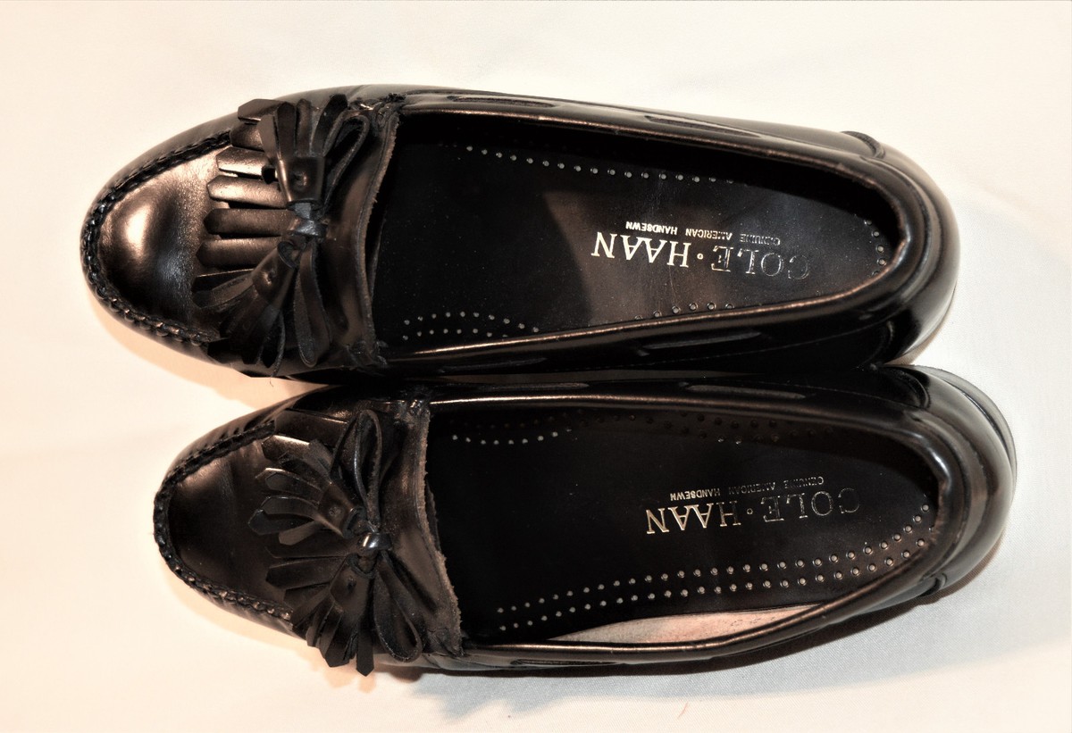 COLE HAAN MEN'S GENUINE LEATHER TASSEL LOAFERS HANDSEWN BLACK Sz