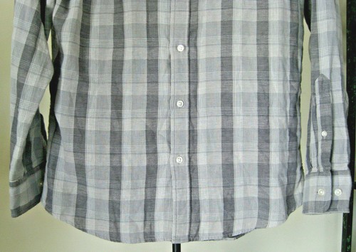 Camisa informal de fin de semana para hombre SONOMA LS talla mediana gris a cuadros 100 % algodón nueva con etiquetas - Imagen 6 de 12