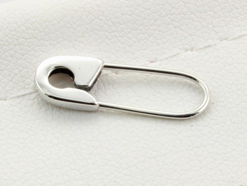 14K White Gold Safety Pin Brooch Earring 3/4''Inch long Handmade in USA - Picture 2 of 5