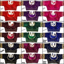 Full Stitched Traditional Bollywood Fancy Velvet Fabric Blouse  Choli AM-AW
