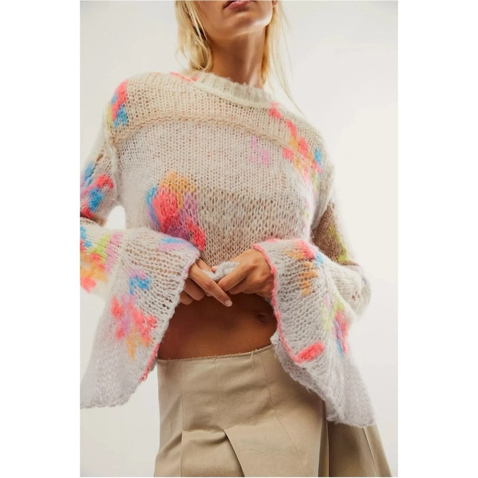 Free People Mandy Mended Pullover Size XS NEW Distressed Grunge Whimsical Spring - Image 3 of 4