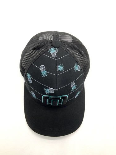 Travis Mathew Pineapples Print Snapback Trucker Mesh Golf Hat Cap Black - Picture 5 of 15