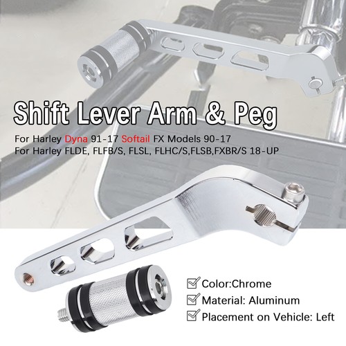 Chrome Gear Shift Lever Arm Peg For Harley Dyna Super Wide Glide Softail Custom - Picture 2 of 8