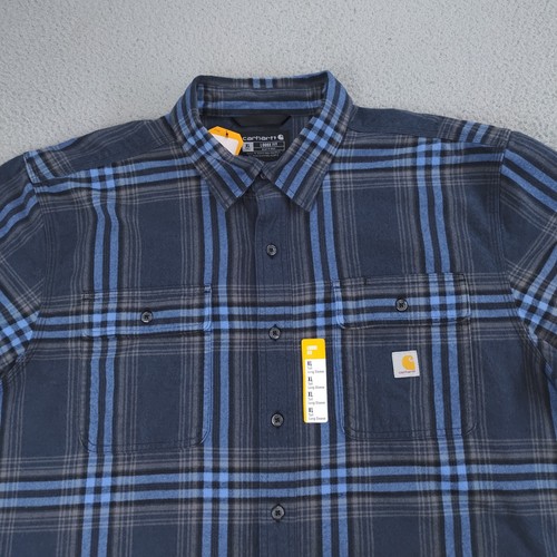 Carhartt Shirt Mens XL Tall Blue Flannel Plaid Loose Fit Heavyweight Button NEW - Picture 23 of 23