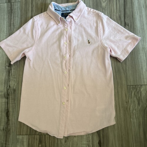 Ralph Lauren Youth size M 10-12 Light Pink Short Sleeve Button Up Collared Shirt - Picture 1 of 7