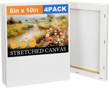 4 Pack Stretched Canvas Boards for Painting 8X10 Inch,Canvas Boards,Cotton Blank