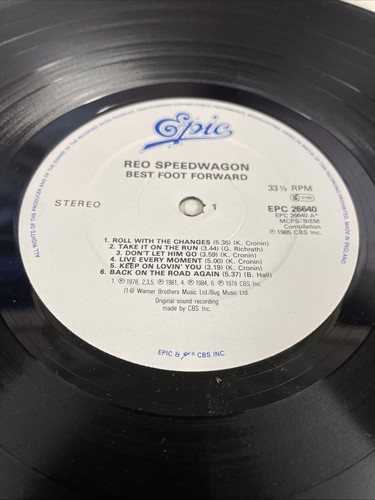 The Best Of REO Speedwagon Best Foot Forward LP Album Vinyl Rec EPC26640 Rock - Picture 8 of 10