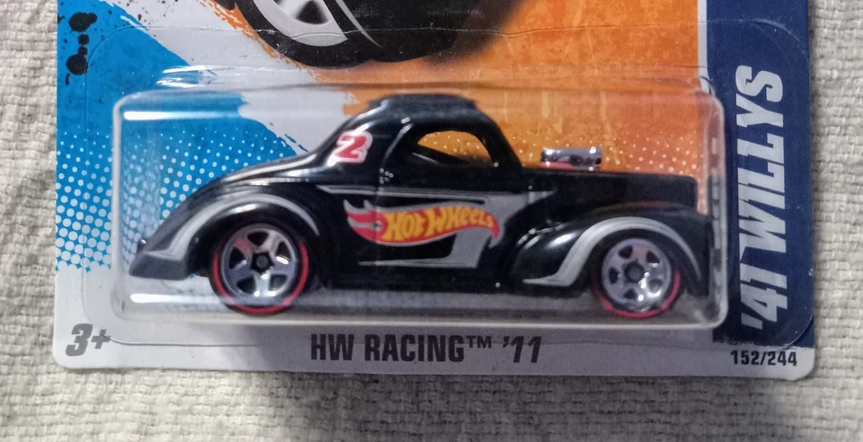 HOT WHEELS #152 '41 WILLYS Black Variant w/Redlines, HW Racing '11 - Image 2 of 4