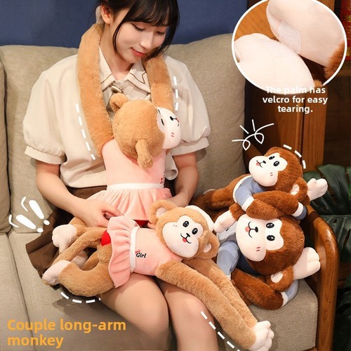 Plush Monkey Pillow With Long Arms For Couples Kids Gift Soft Toy - Picture 7 of 9