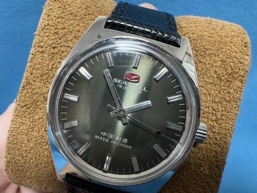 SEA-GULL 35mm Manual Winding Green Dial Vintage Men’s Watch - Afbeelding 7 van 15