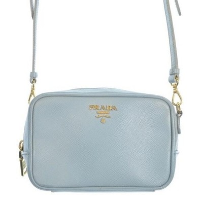 PRADA Hellblau Saffiano Leder 2-Wege Schultertasche Gold Authentisch