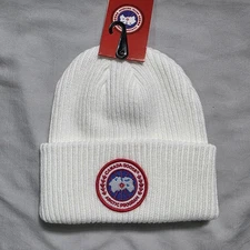 Men’s designer Canada Goose Beanie White