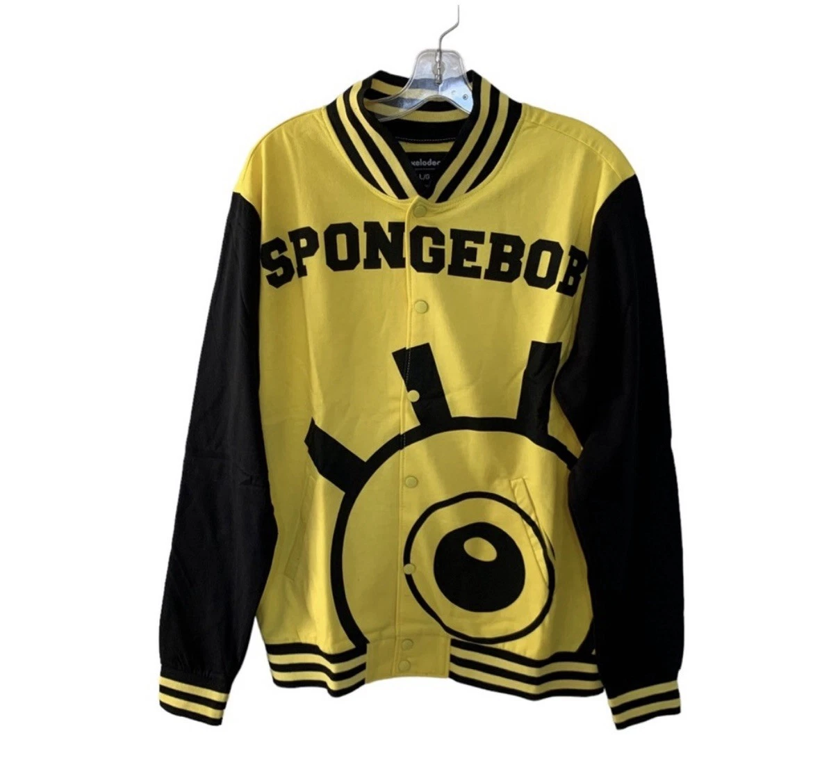 SpongeBob SquarePants Mens Varsity Jacket XL Yellow Black Nickelodeon NEW NWT