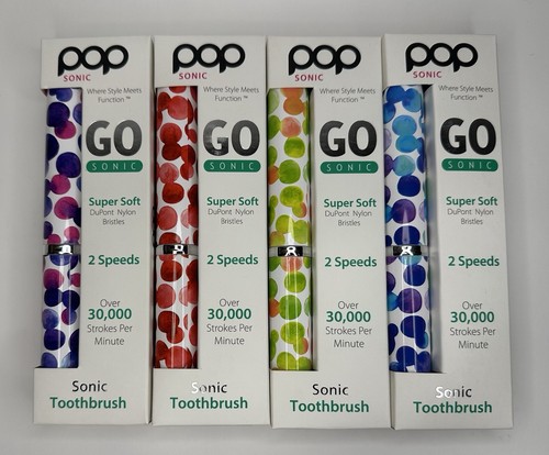 4 NEUE POP SONIC GO ZAHNBÜRSTE 2 GESCHWINDIGKEITEN NEU IM KARTON VERSIEGELT TRAGBAR / Menge 4