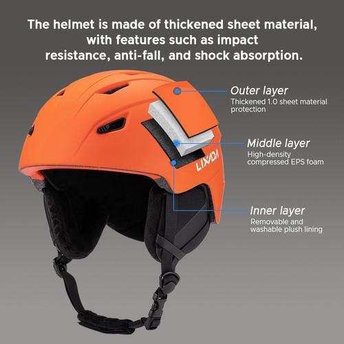 Thermal Warm Ski Helmet Adjustable Lightweight Snowboard Protection for Skiing - Foto 8 di 9