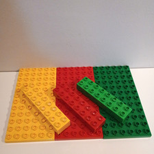 LEGO Duplo je 3 Stück 6x12 Bauplatte plus 2x8 Steine | Gelb Rot Grün | Sehr gut