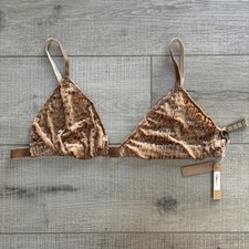 Skims Chai Velvet Logo Triangle Bralette, Size 3XL NWT