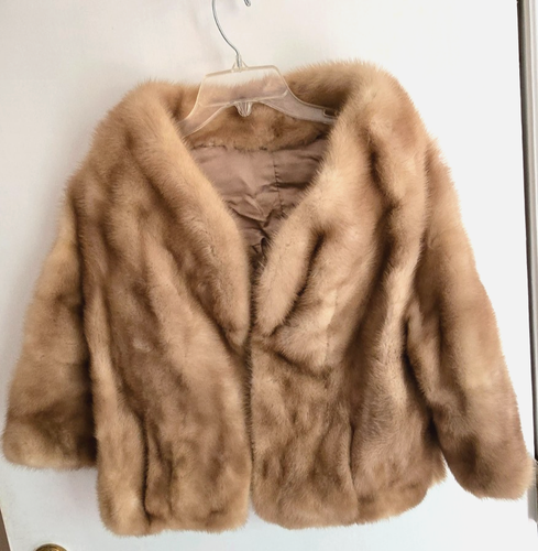 Blond beige Nerz Pelz Bolero kurze Jacke Damen Größe Small 3/4 Arm - Bild 1 von 9