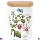 Airtight 5.5" Earthenware Canister with Wooden Lid, Fuchsia Floral Design