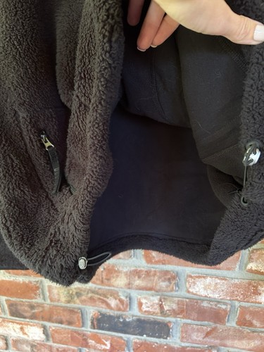 UGG Atwell Black Sherpa Half Snap Pullover Jacket Toggle Drawcord Hem Large - Picture 4 of 13