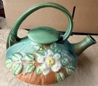 Roseville White Rose Brown 1940 Art Pottery Teapot