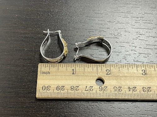 BGE Bradford Exchange Sterling Silber Katze Creolen 2-farbig - Bild 6 von 11