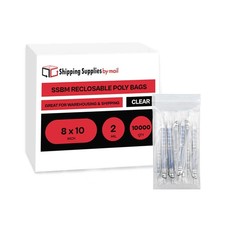 8 in x 10 in Clear Reclosable Plastic Poly Zipper Bags 2 Mil Bag 10000 Pack