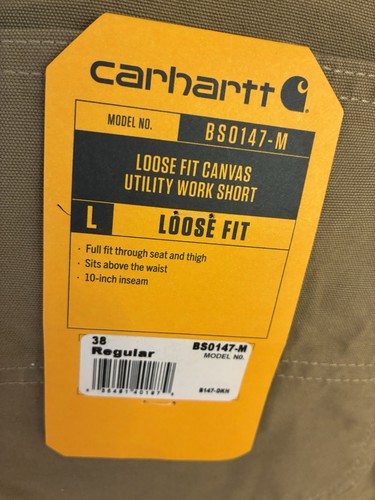 Carhartt Herren lockere Passform Canvas Utility Arbeitsshorts hellbraun (38 Reg, 10" Schrittlänge) NEU - Bild 13 von 16