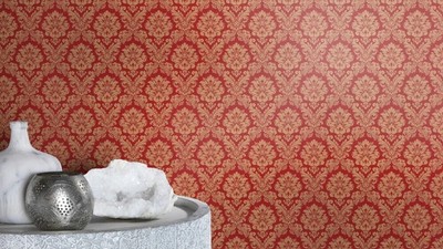  1,50qm  1 Ro.Rasch 570540 Vlies Trianon Ornamente weinrot hellgold Barock Glanz
