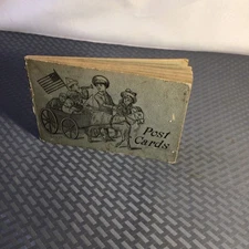 OLD POSTCARD HOLDER WITH 6 OLD POSTCARDS