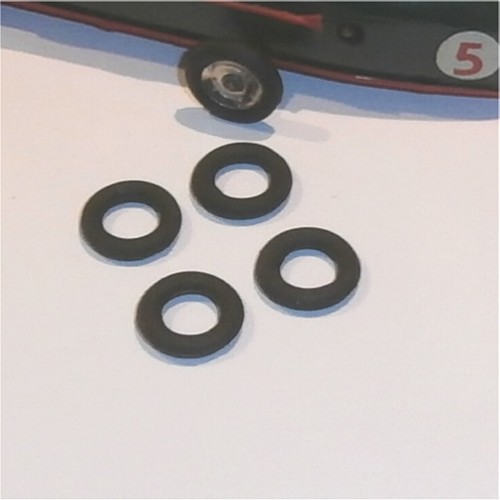 Tri-ang Minic 18mm Car Pressed Steel Hub Tires Set of 4 Tyres Pack #23 - Picture 2 of 4