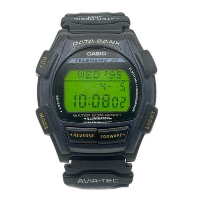 CASIO Data Bank DB-35H Telememo 30 Digital Watch 50m Resin Strap Module1600 TEST