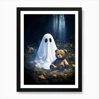 Geist und Teddybär 2 Kunstdruck gerahmt Wandbild Poster Leinwanddruck Bild