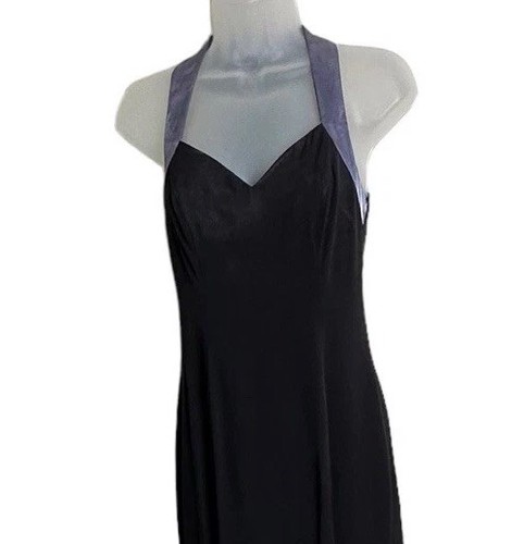 Vestido De Colección De Laru Negro Púrpura Borde Satinado Maxi Baile de graduación Capricho Grunge Defectos - Imagen 2 de 17