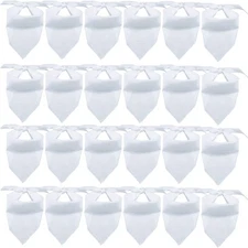 24 Pieces Sublimation Pet Bandanas White Heat Transfer Triangle Dog Scarf Bla...
