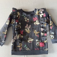 Disney Minnie Mouse Girls Pullover Sweatshirt Ruffle Graphic Print Blue Size 5