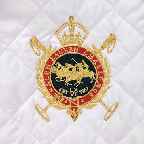Polo Ralph Lauren Challenge Quilted White Embroidered Suade Puffer Vest Size XL - Picture 9 of 24