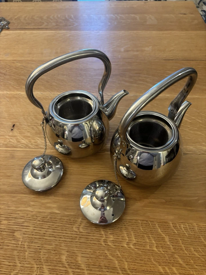 Conjunto de dois bules de aço inoxidável Potobelo com infusores embutidos sem gotejamento - Imagem 2 de 4