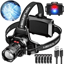 K KERNOWO LED Headlamp Rechargeable Super Bright Head Lamp Headlamp with Red ...