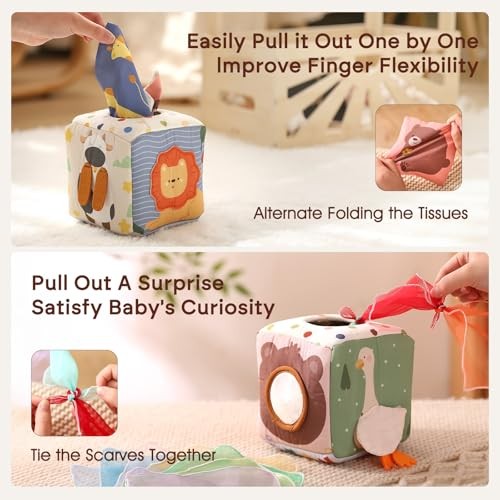 Baby Tissue Box Toy for 6-12 Months - Montessori Sensory Toys for 1 Forest - Picture 4 of 7