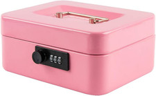 Medium Cash Box with Combination Lock Safe Metal Money Box Pink Medium