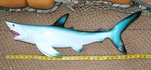 Ocean Theme Wedding Tiki Bar Decor,28" MONSTER Shark Wall Hanging, 3-D, - Picture 17 of 17