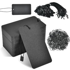 500 Set Black Price Tags with String Attached, 2 x 3.6 Inch Writable Label Ha...