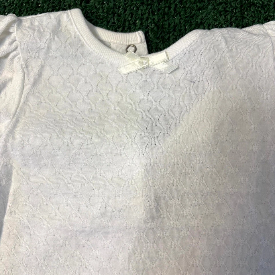 Vintage Y2K Baby Works Jumpsuit & Bib Set Size 3-6 M White Butterfly Embroidery - Image 4 of 4