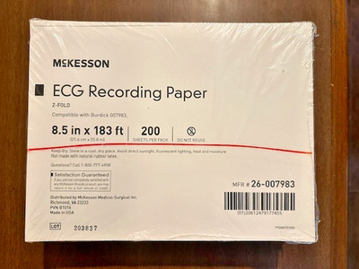  McKesson ECG Recording Paper Z Fold 26 007983 Burdick 007983