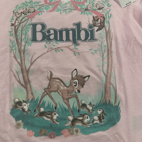 T-shirt Bambi rosa vecchia marina bambina nuova con etichetta 8 M classici americani - Foto 2 di 7